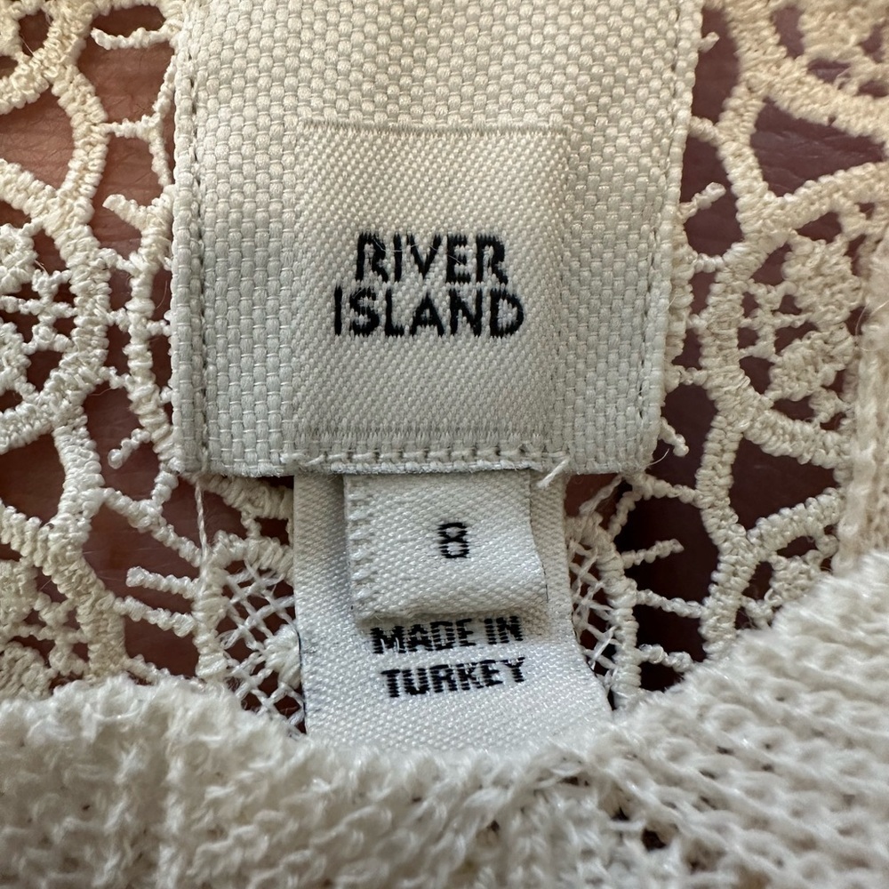 River Island Lace Stitch Peplum Blouse In Cream-white Size 8 - Picture 4 of 6